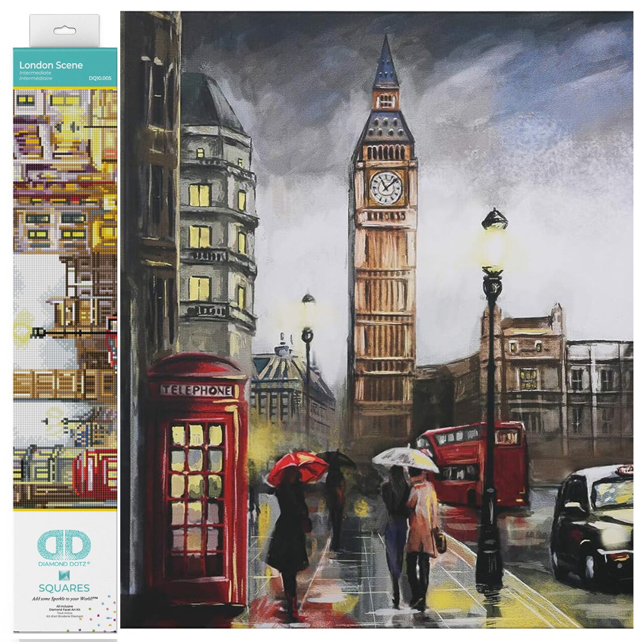 Diamond Dotz London Scene Diamond Painting Kits for Adults - Diamond Art Kits a Relaxing Creative Craft Kit with Dotz Gems 14.6x20.3